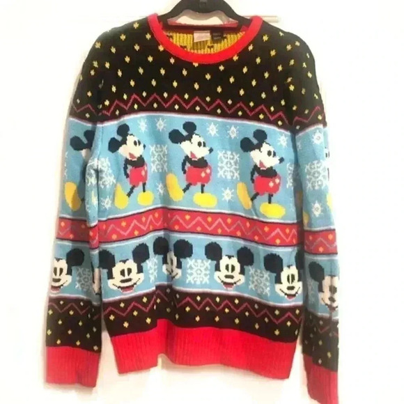 Disney Mickey Ugly Christmas Sweater Fair Isle - Picture 1 of 4